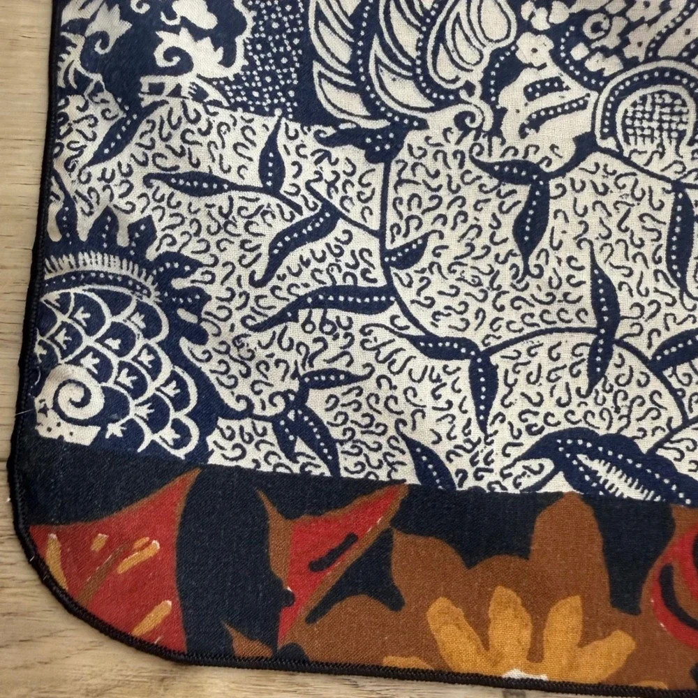 Vintage Patchwork Moody Batik Tablecloth Rectangle Global Eclectic 84x58 Fabric